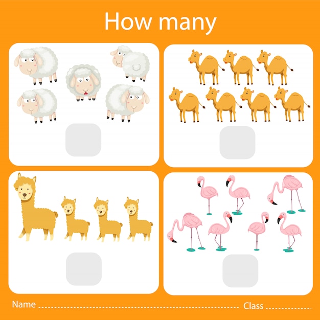 Illustrator of counting how many animal