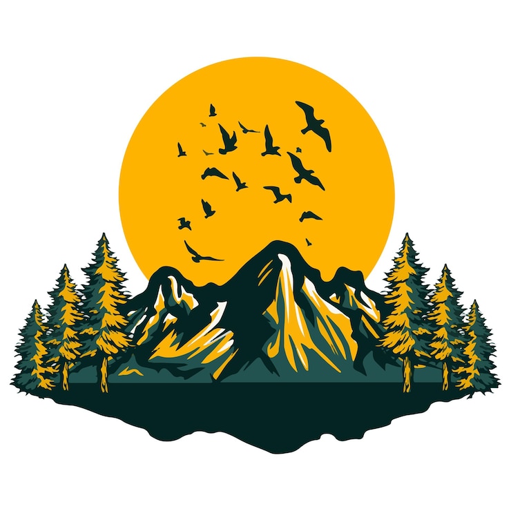 Vector illustrator desain vector bergkunst