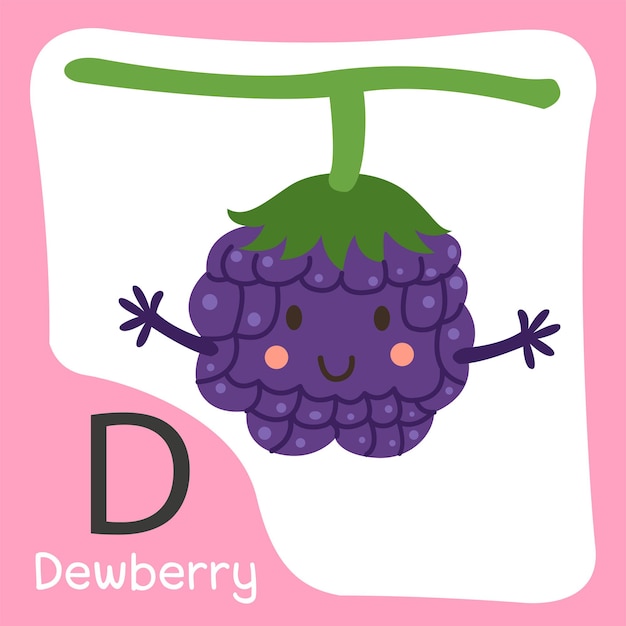 Illustrator of a dewberry fruit cute alphabet