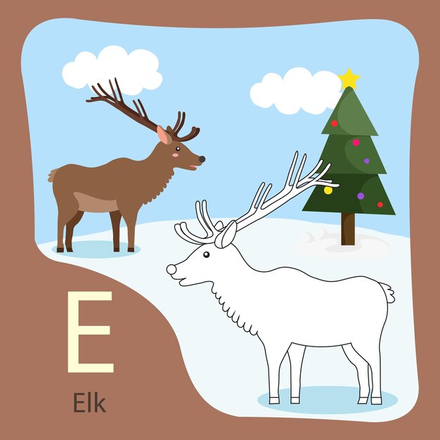 Illustrator of Elk isolated and coloring