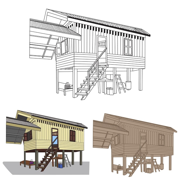 ベクトル タイ風住宅のイラストレーター