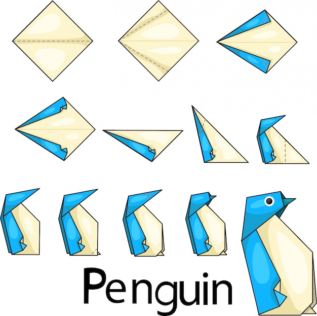 Vettore illustratore di origami penquin due