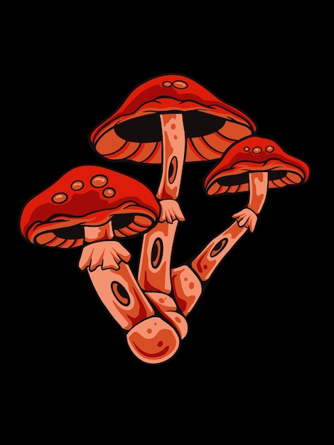 Illustrator-paddenstoelontwerp voor elementen, bewerkbare kleuren