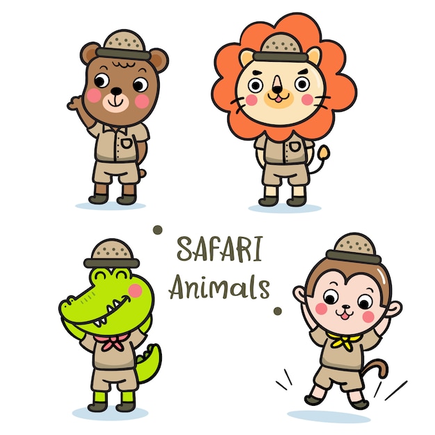 Illustrator of safari animals set