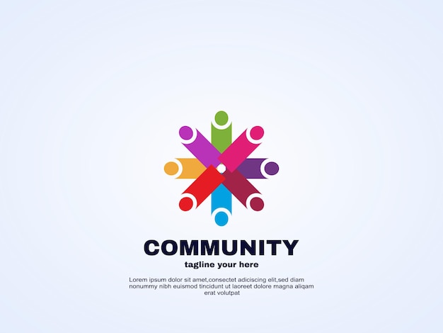 illustrator social network people unity logo design vector