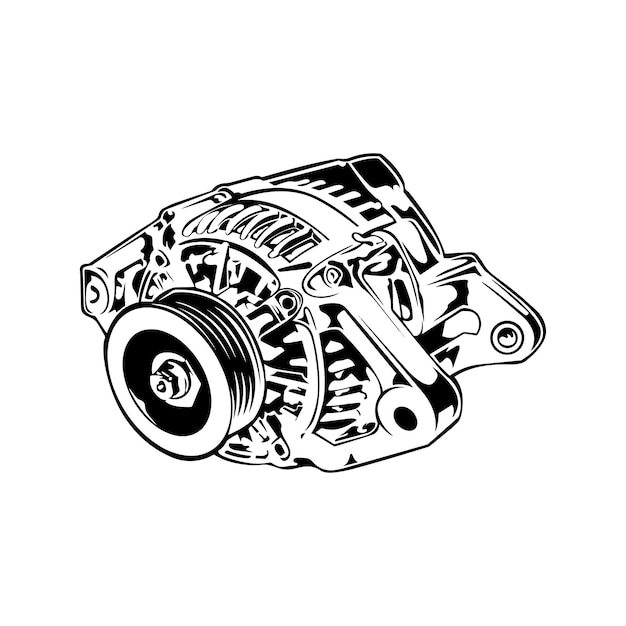 Illustrator stock vector Alternator black and white