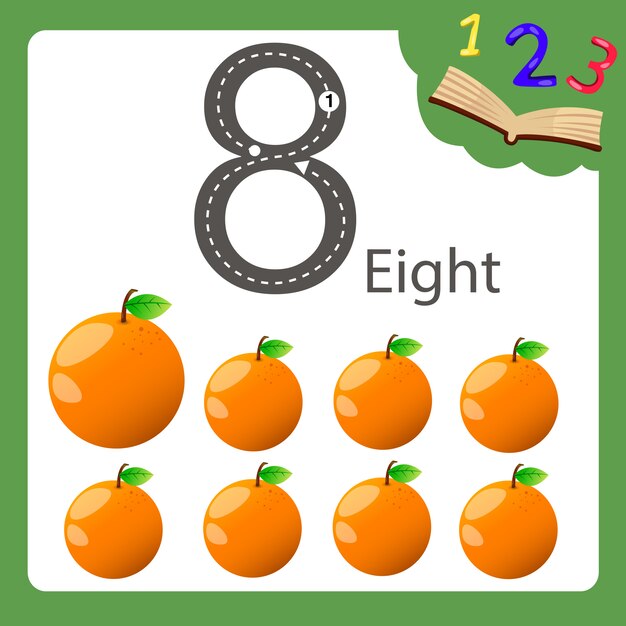 Illustrator van acht nummer oranje