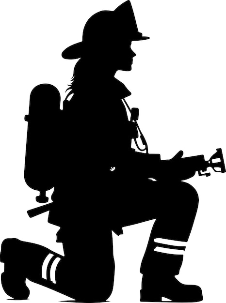Vector illustrator vector silhouet brandweermannen poseren