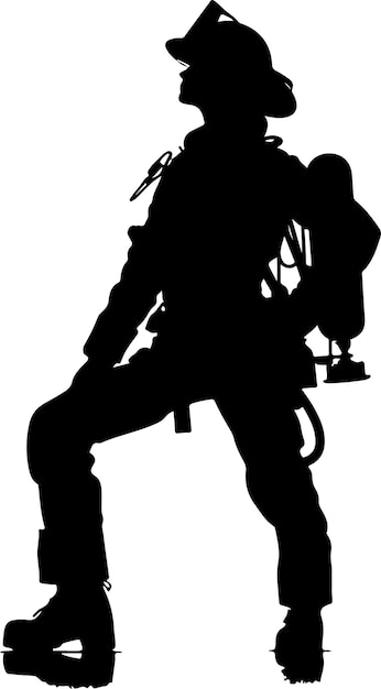 Illustrator vector silhouette firefighters pose