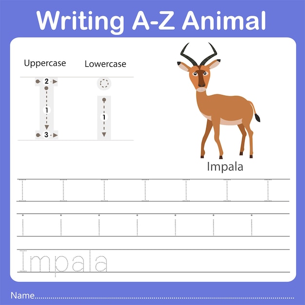 Illustrator of writing az animal impala