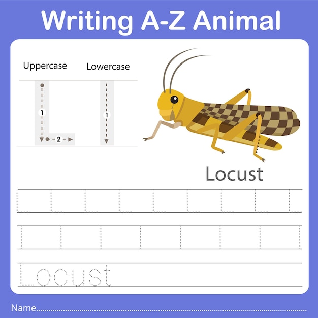 Illustratore della scrittura az animal locust