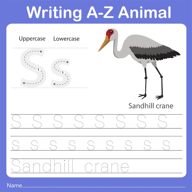 Illustratore di scrittura az animale gru sandhill