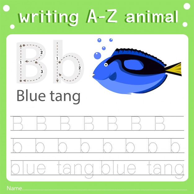 Illustratore di scrittura dell'az animale b blu tang