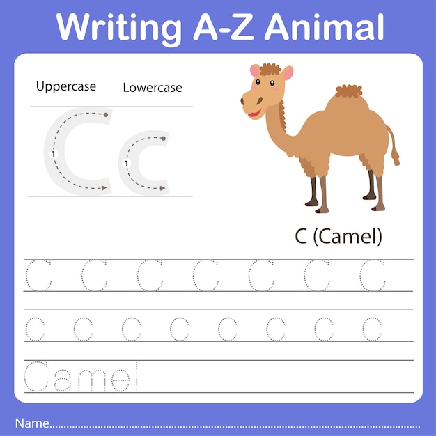 Illustratore della scrittura az animal camel