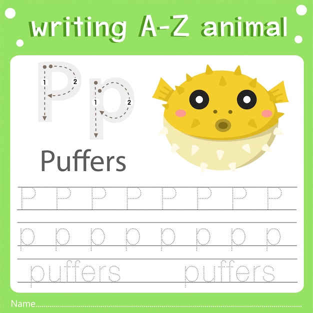 Illustratore di scrivere puffers animali az