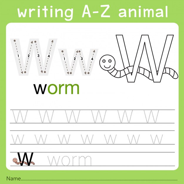 Illustratore di scrittura az animal w