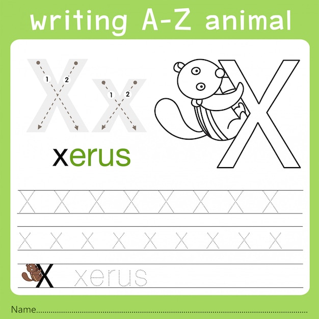 Illustratore di scrittura az animal x