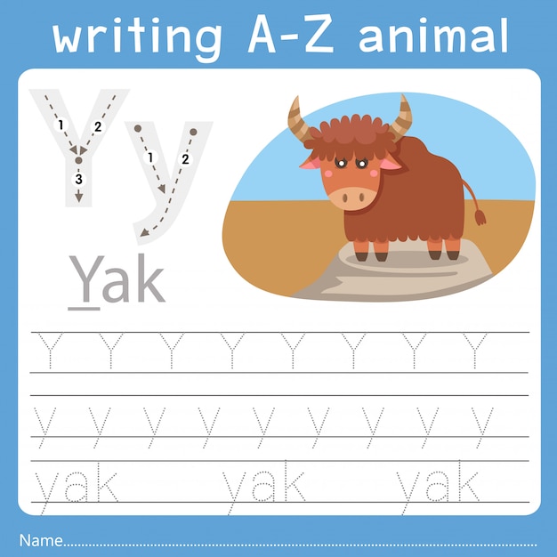 Illustrator of writing a-z animal y