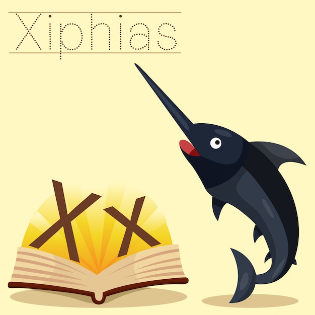 Illustratore di x per il vocabolario di iphias di x.