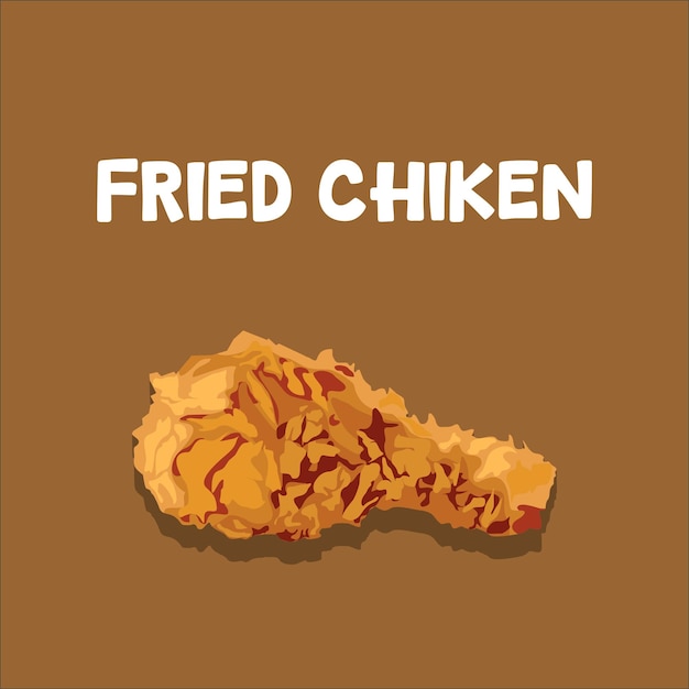 Vettore illustrazione di pollo fritto o ayam goreng in lingua indonesiana