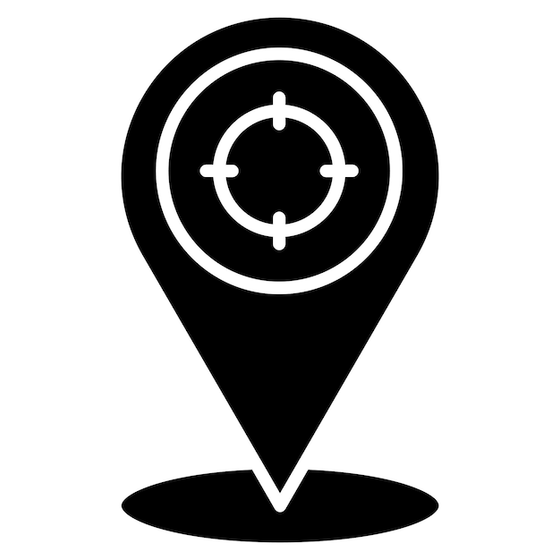 Ilustração em preto sólido de glifo de geolocalização