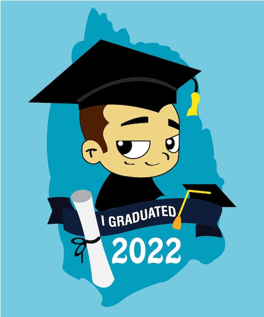 Ilustracion de chico graduado plano 2022