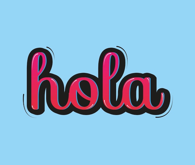 Vector ilustración de tipografía hola en español