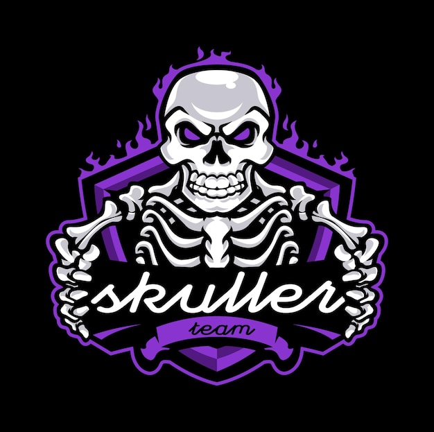 Vector ilustracion logo clan suisida calavera morado vector