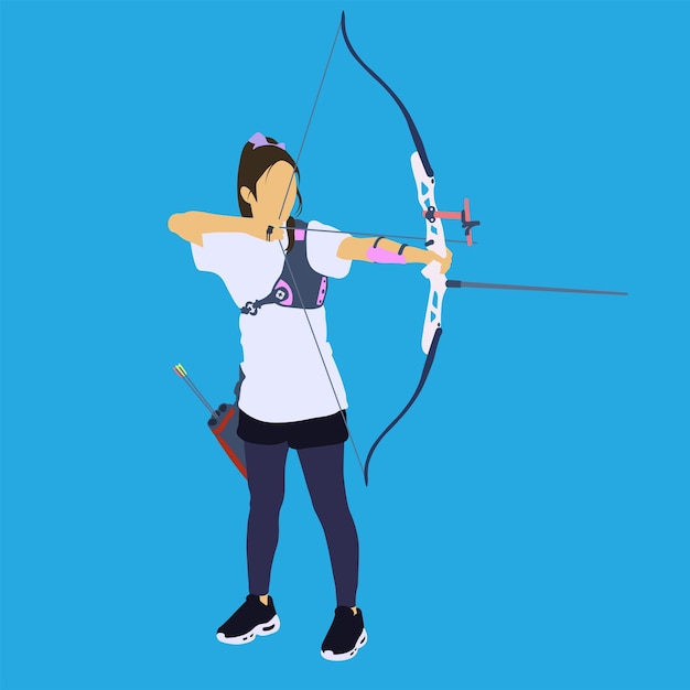 ilustrasi плоская спортивная 2 девушка-лучница
