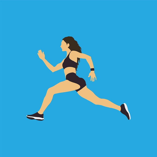 ilustrasi flat sport running girl