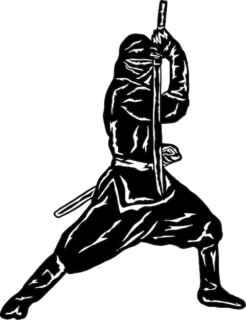 ilustratie van ninja silhouet pose voor sticker pictogram logo