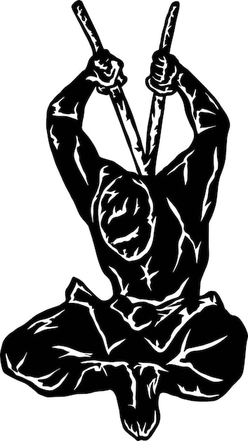 ilustratie van ninja silhouet pose voor sticker pictogram logo