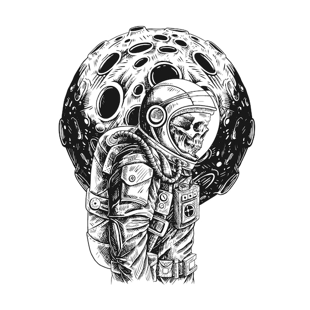 ilustration Astronaut met maanontwerp.