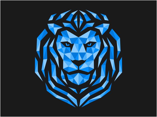 Vector ilustration of head lion blue