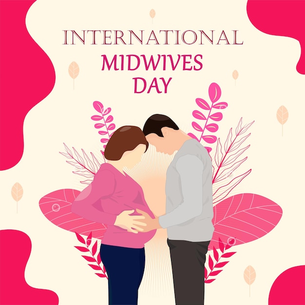 Иллюстрация Международный день акушерок и месяц осведомленности о здоровье матерей по раку молочной железы шаблон в социальных сетях