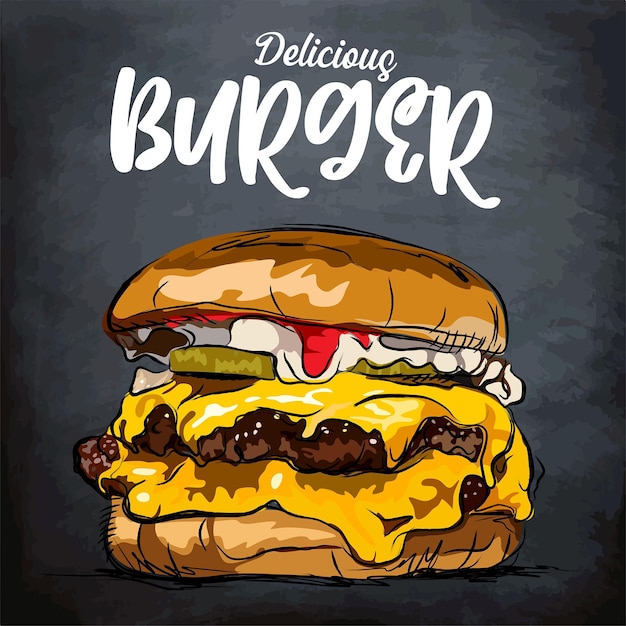 ilustration, met de hand getekende smash Burger