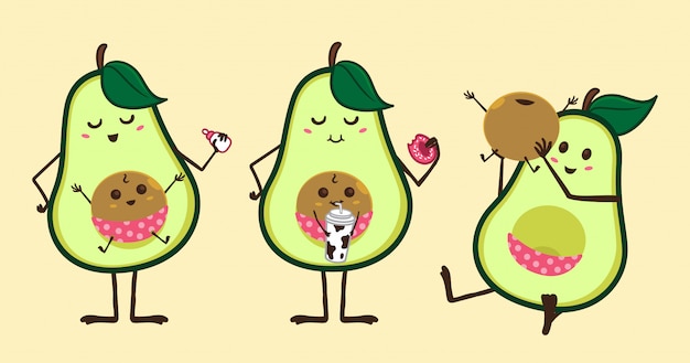 Ilustration moeder avocado en zoon