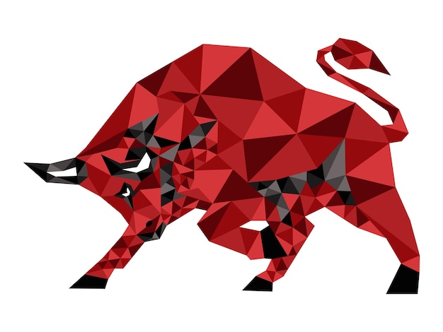 Vector ilustration of a red bull polygonal style