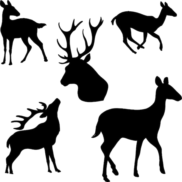 ilustration Vector hand drawn deer silhouette