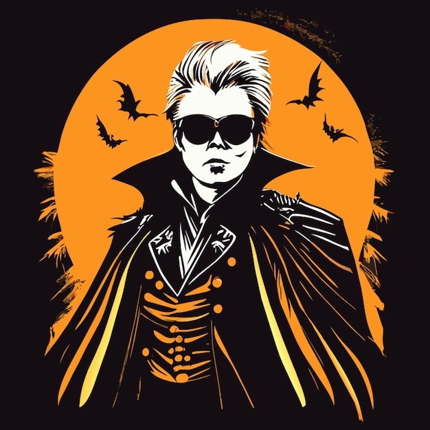 Vector im fangtastic showcasing a vampire wearing sunglasses and a cape vector illustration