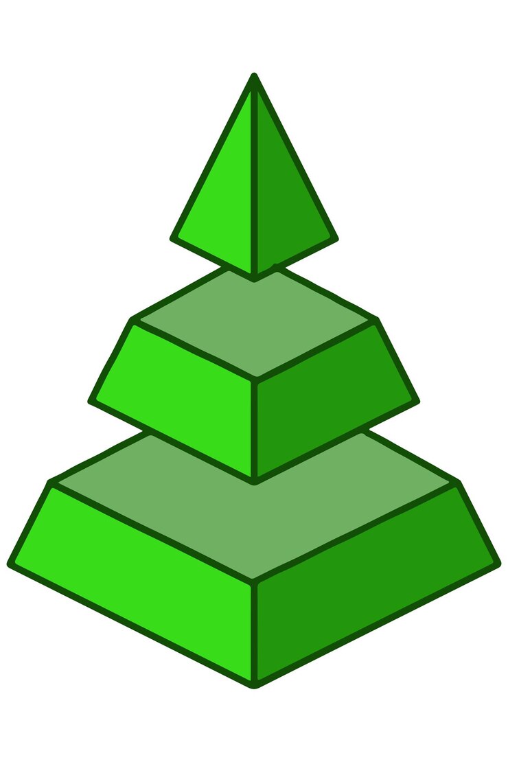 Vector image abstract green pyramid similar to a tree