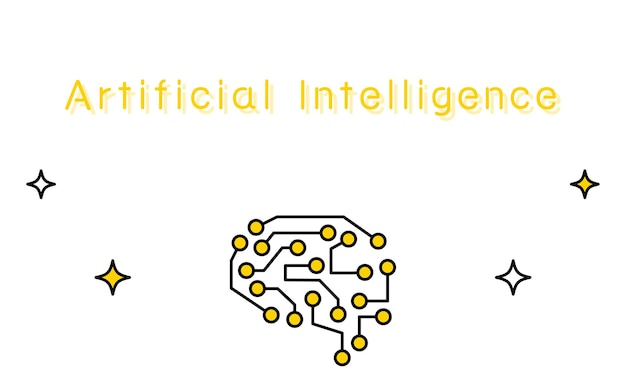 뇌 모양의 AI 전자회로 이미지