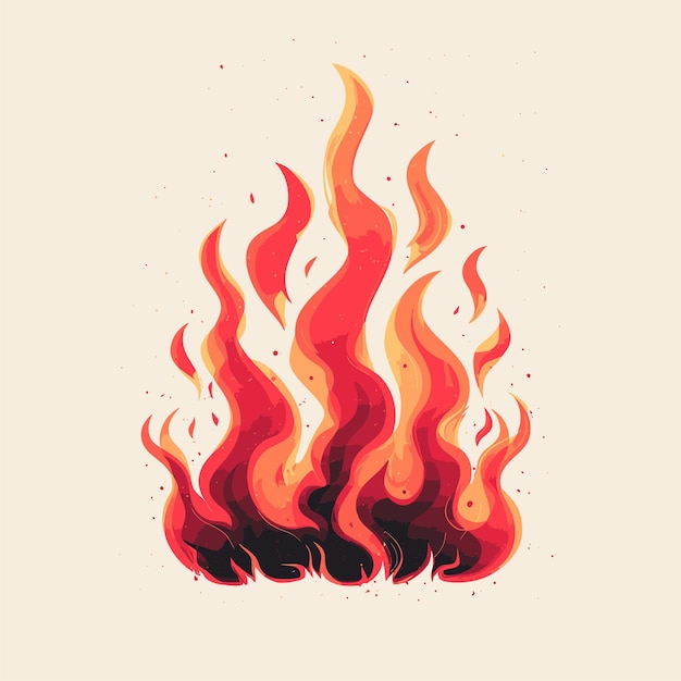 Vector image of amazing red flames fire