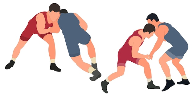 Image of athletes wrestlers in wrestling fighting Greco Roman wrestling fight combating struggle