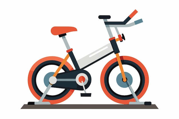 オレンジ色の車輪と黒と白の背景を持つ自転車の画像