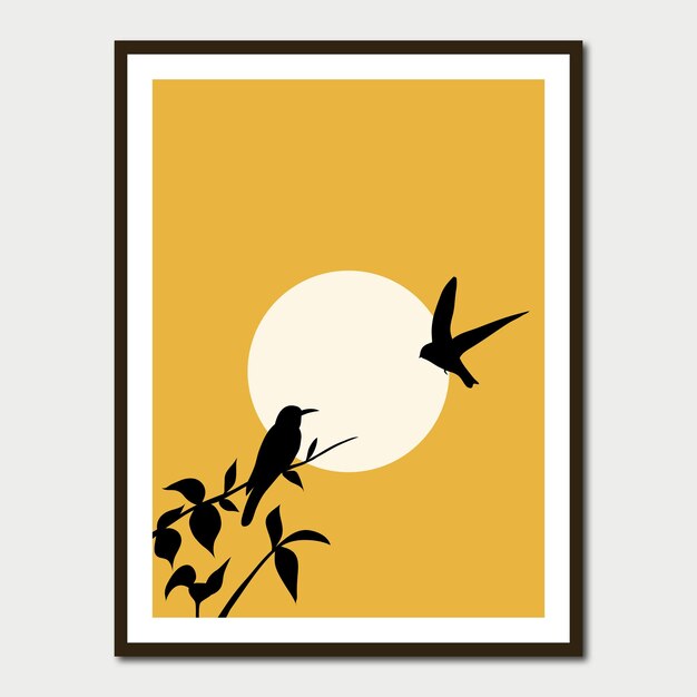 Vector image of birds in frame design