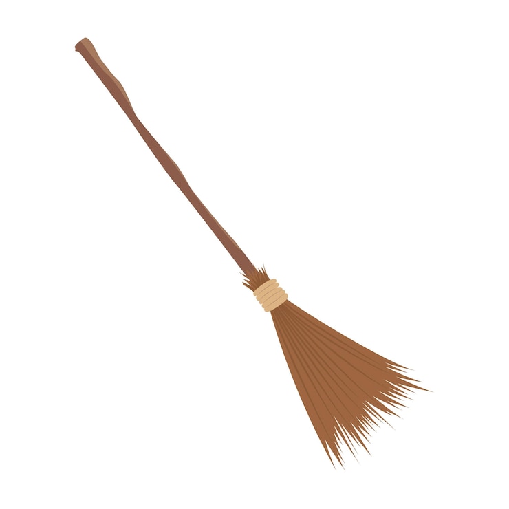 वेक्टर image of a black witch's broom. vector pattern for halloween decor