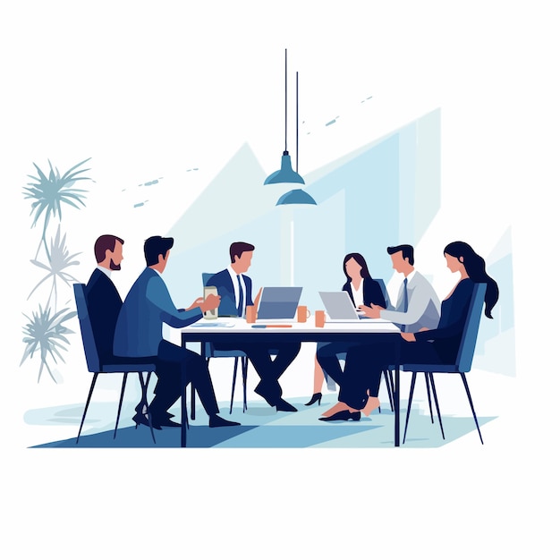 Image of business person having a team meeting illustration material