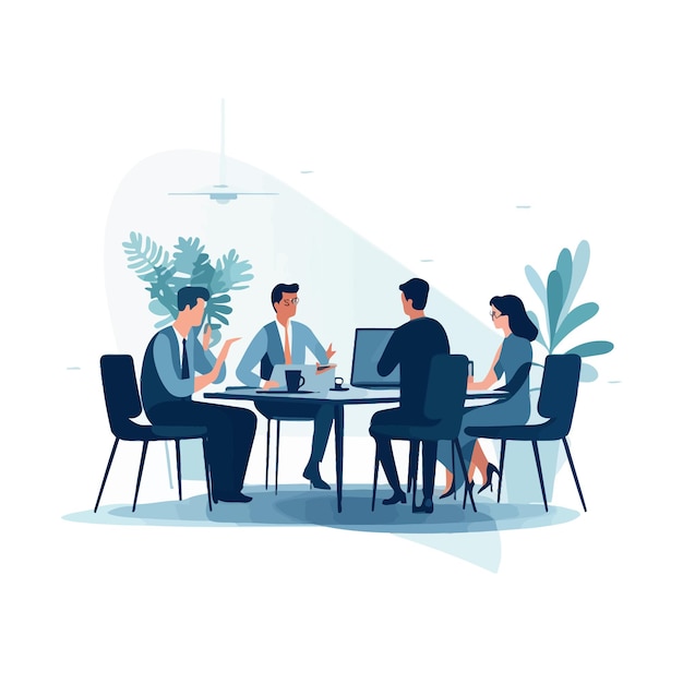 Image of business person having a team meeting illustration material