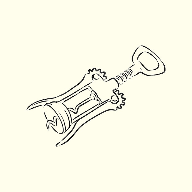 Image of classic corkscrew. doodle style. corkscrew, vector sketch illustration